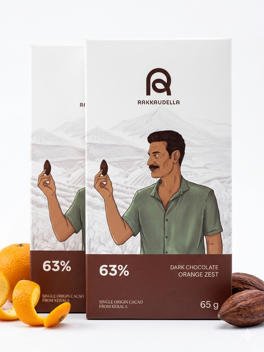 Dark Chocolate| 63% Dark Chocolate Orange Zest - Handcrafted Artisan Chocolate - Bean To Bar - Vegan ,No Added Flavour -Rakkaudella- 65gm