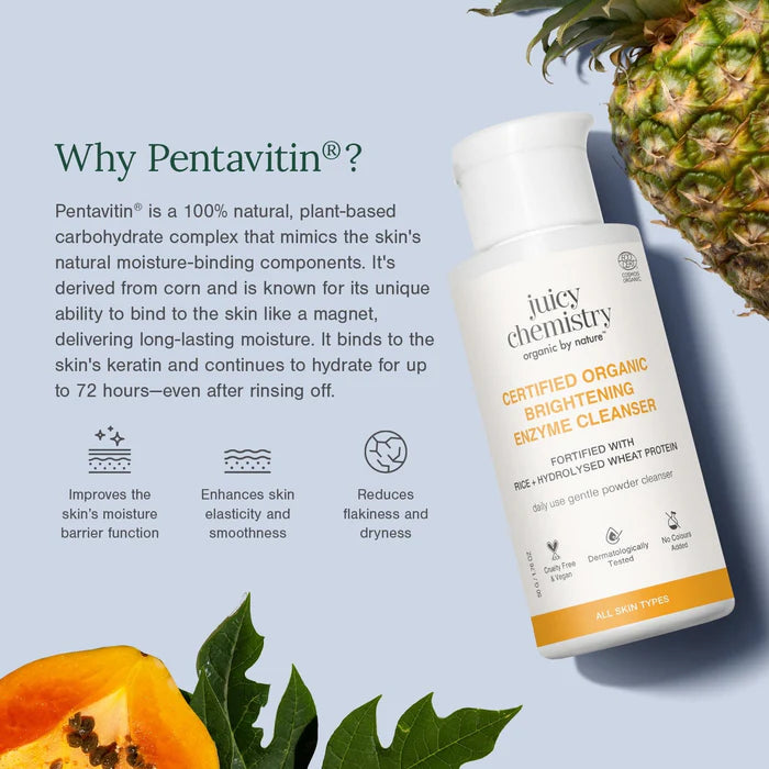 Organic Brightening Enzyme Cleanser - Fortified with Rice + Hydrolysed Wheat Protein- Cruelty Free & Vegan, Handmade-No Colours Added – Juicy Chemistry – 50ml