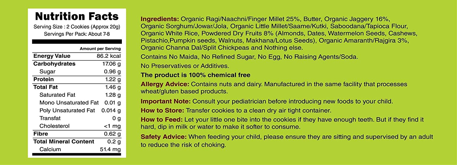 Cookies | Ragi & Amaranth Jaggery Cookies – Gluten Free, No Added Refined Sugar, No Maida & No Soda - Early Foods - 130gm