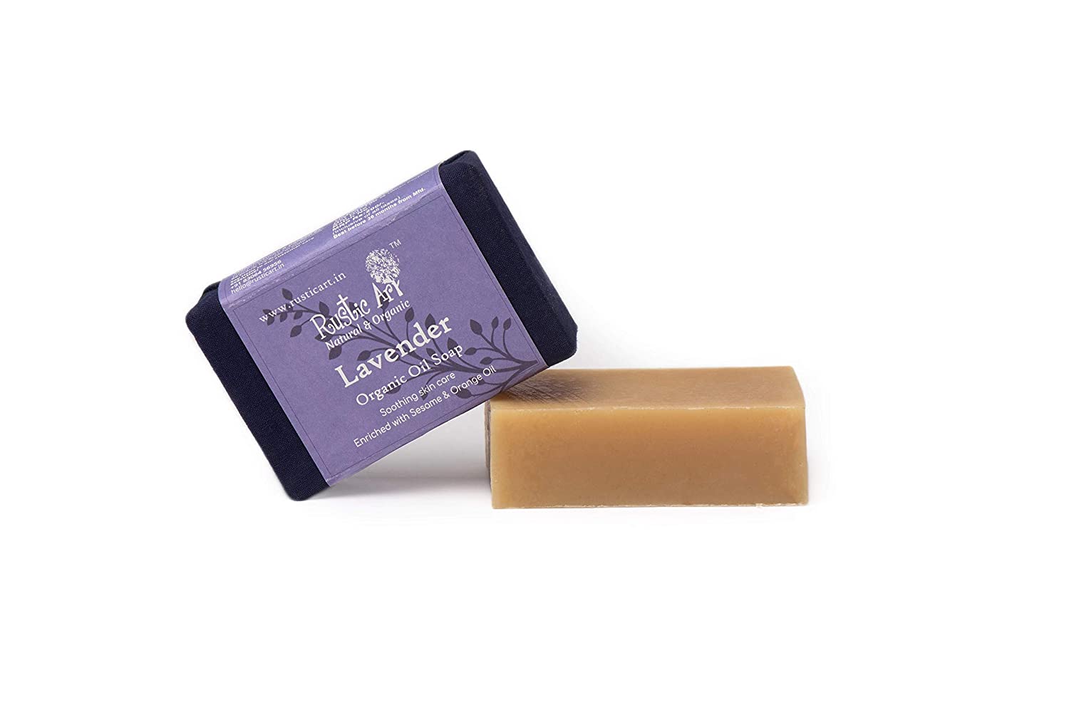 Oil Soap - Lavender - Enriched With Sesame & Orange Oil - Rustic Art - 100gm