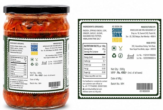 Kimchi | Radish Kimchi - No Added Vingear, Flavours & No Preservatives - MAVI’s - 500gm