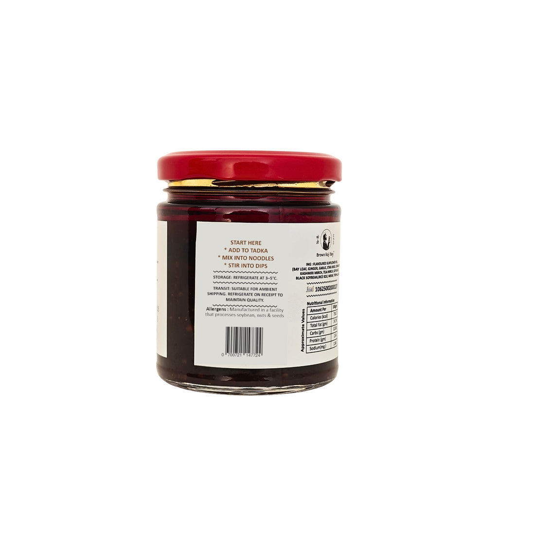 Chilli Oil | Miso Chilli Oil - Cashew Chilli Crunch - Nutty, Spicy, Crispy Heat - Brown Koji Boy - 200gm