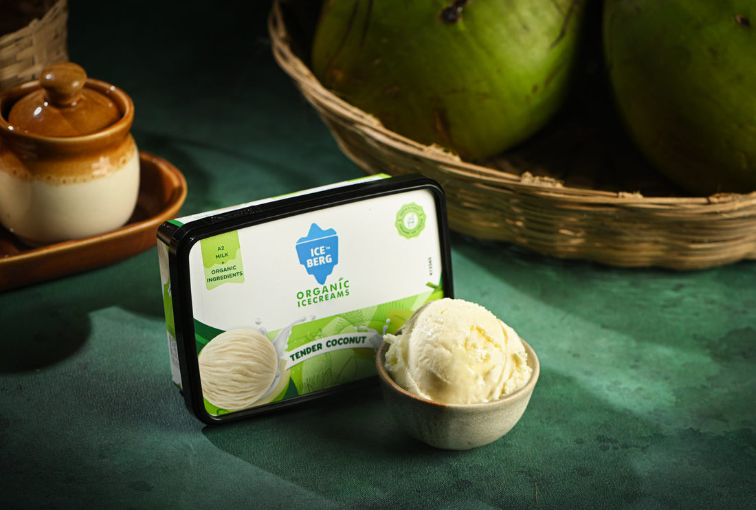 Tender Coconut Ice Cream | (Made From A2 Milk & Sweetened With Dhaga Mishri) - Iceberg Organic Ice Cream – 400ml