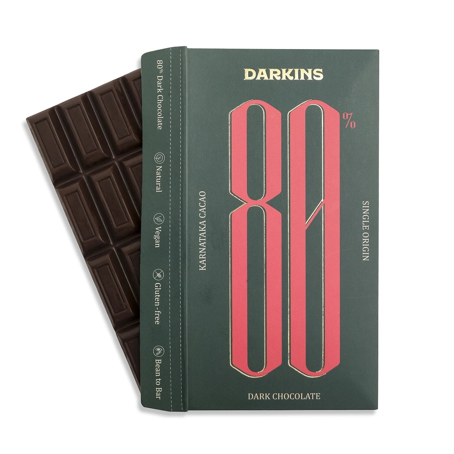 Dark Chocolate | 80% Single Origin Dark Chocolate - Karnataka - Vegan & Gluten Free - Darkins – 65gm