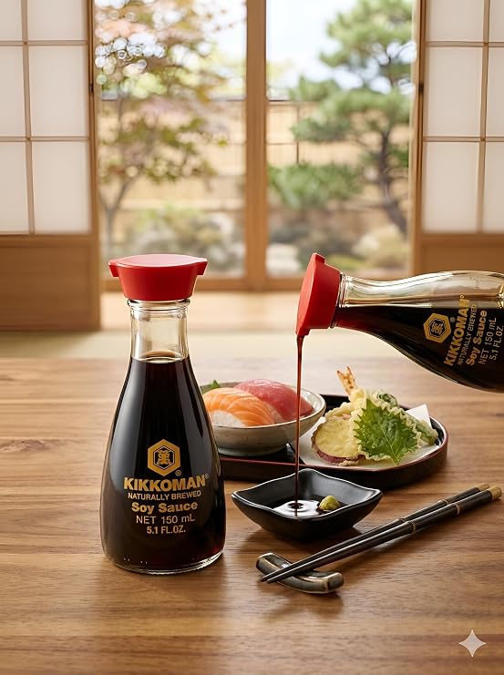 Soy Sauce | Naturally Brewed Soy Sauce – Vegan & No Added Preservatives – Kikkoman – 150ml