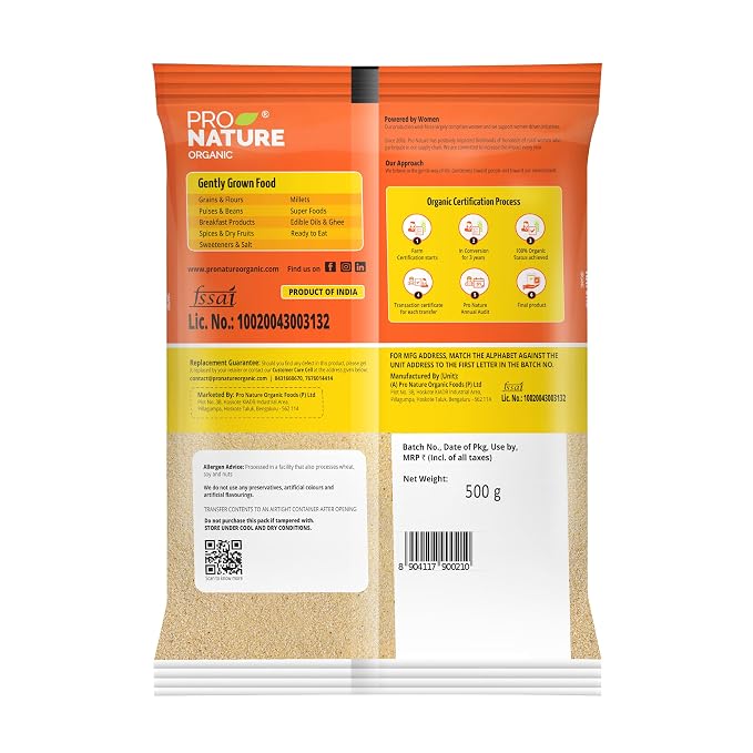 Sooji Rava (Whole Wheat)-Vegan and Non-GMO – Pro Nature – 500gm