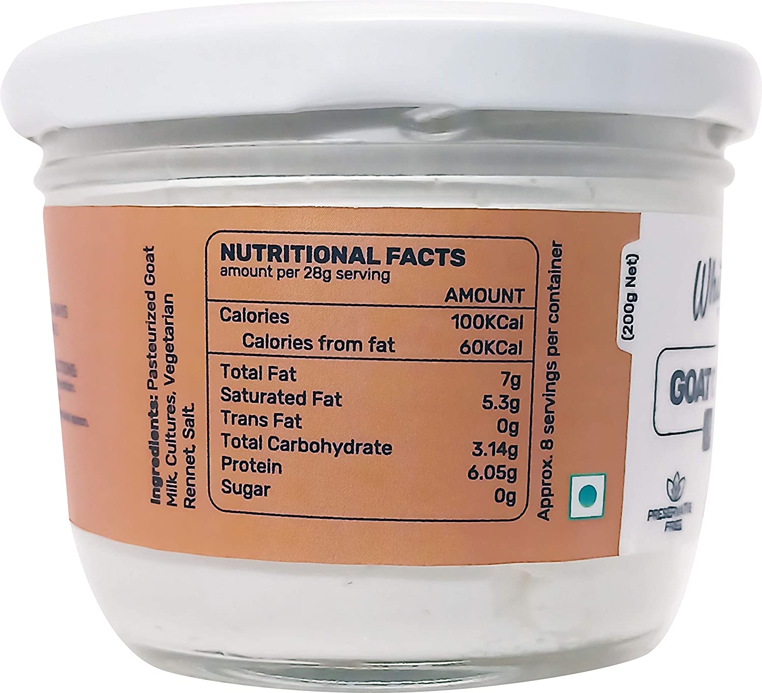 Goat Cheese - Made With Pasteurized Goat Milk - Whitality - 200gm