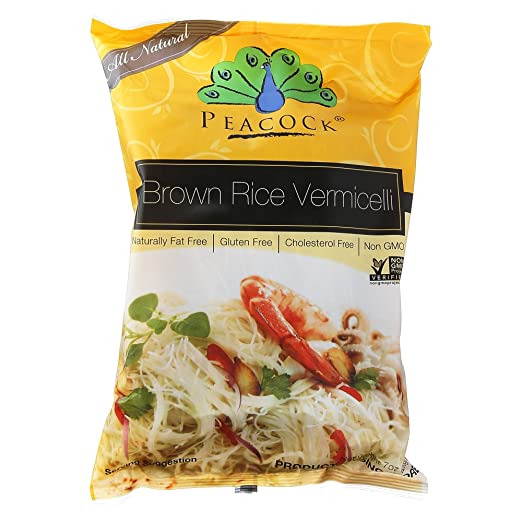 Brown Rice Vermicelli - Gluten Free, Cholesterol Free & Fat Free – Peacock - 200gm