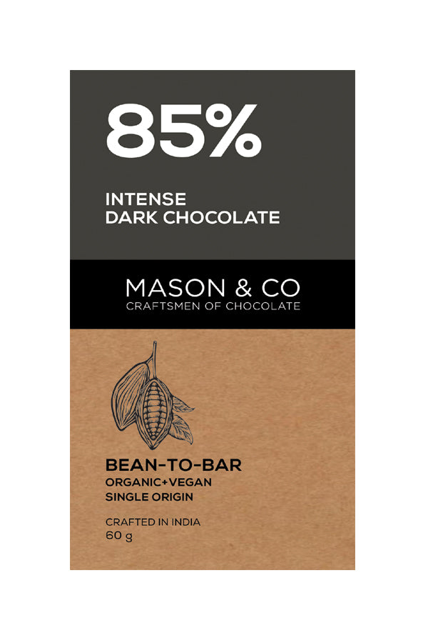 85% Intense Orange Dark Chocolate Bar - Vegan & Gluten Free - Mason & Co - 60gm