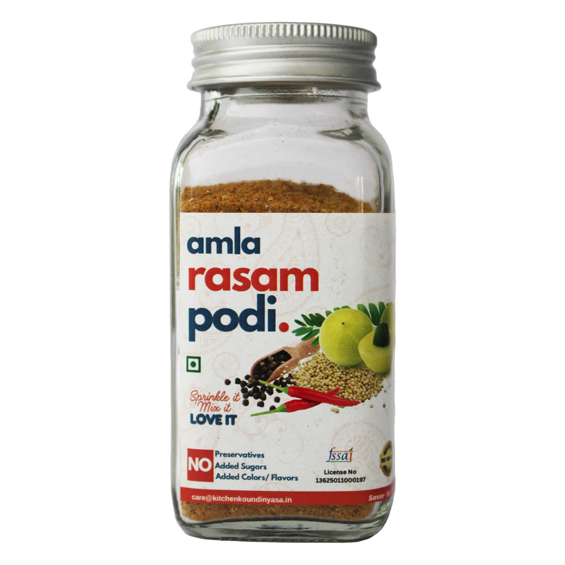 Seasoning | Amla Rasam Podi - Spice Blends - No Added Flavours, Sugar, Colour & Preservatives Free - Kitchen Koundinyasa - 75 gm