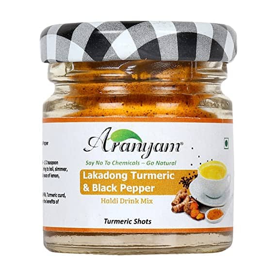 Lakadong Turmeric & Black Pepper Mix | Immunity Booster – No Artificial Colors, Additives & No Added Preservatives - Aranyam - 100gm