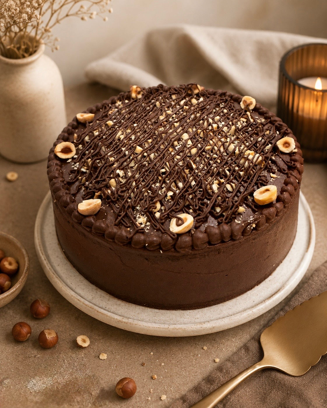 Cake | Hazelnut Chocolate - With Almond Butter Frosting - Vegan & Gluten Free - Nature&