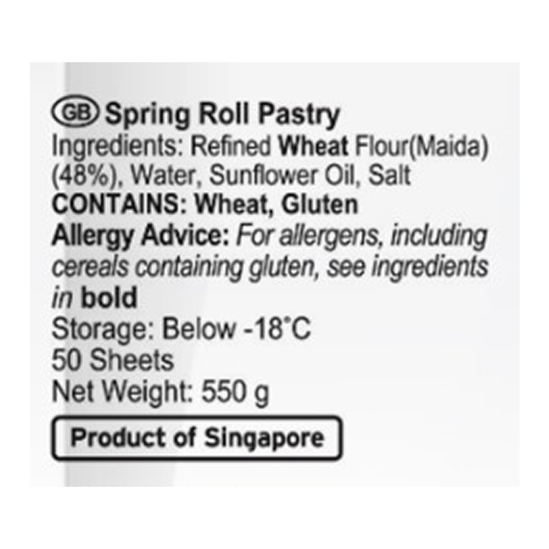 Spring Roll Sheets (Wheat Flour) - No Added Preservatives & No Added Sugar - Spring Home -550gm (50 Sheet)
