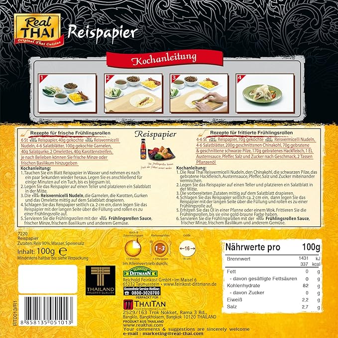 Rice Paper Round - Gluten Free - Real Thai - 100gms (16 cm)