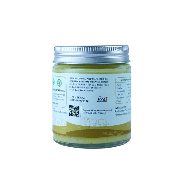 Butter | A2 Butter Garlic Parmesan (Made With A2 Cow Milk) - No Added Preservatives & No Added Artificial Additives - Highland Farms - 125gm