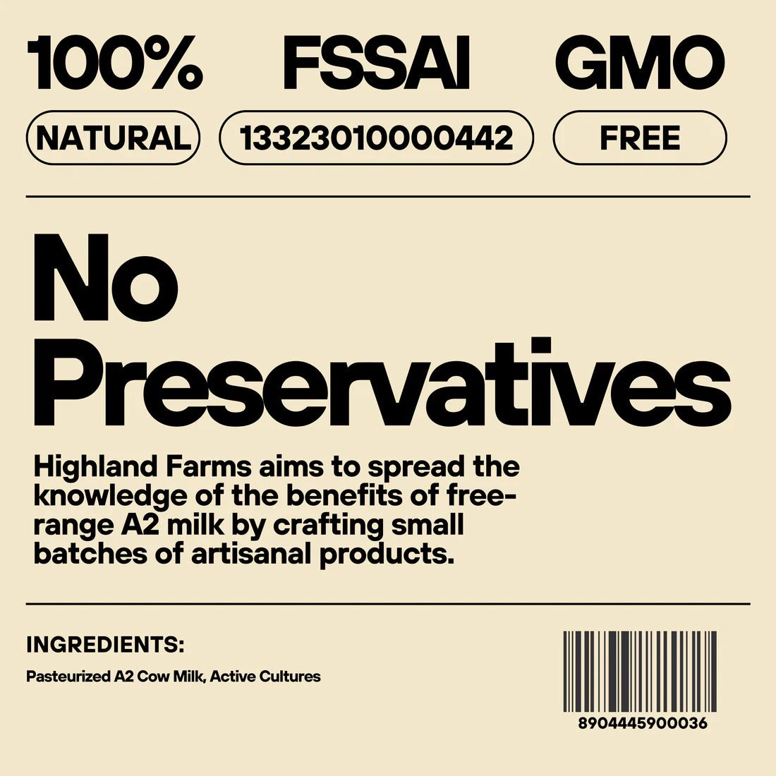 Yogurt | (Made With Desi Cow Milk) - Indigenous - 100% Natural - No Added Preservatives & Non GMO - Highland Farms - 500gm
