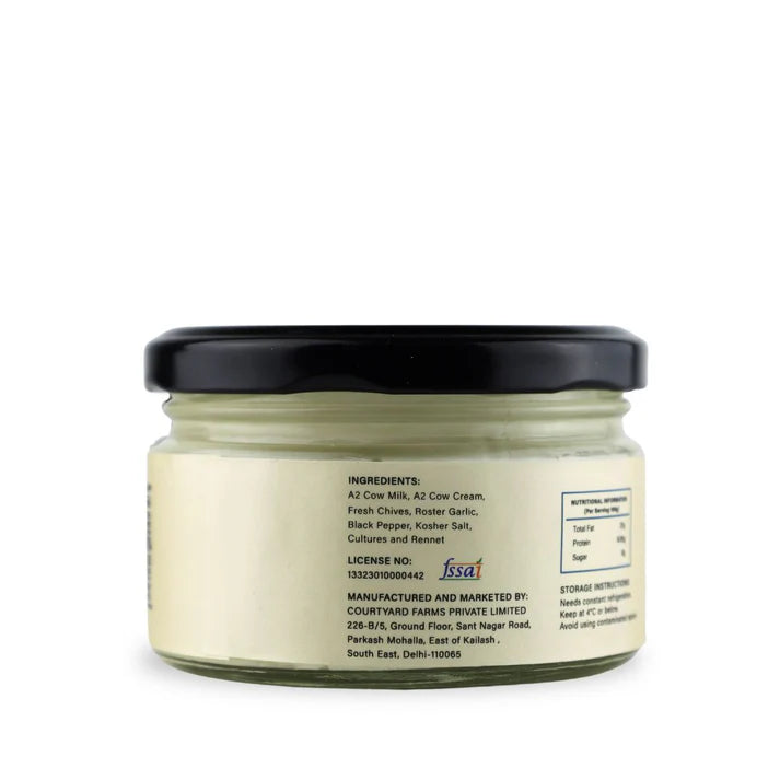 Cream Cheese | Chives & Roasted Garlic (Made With A2 Milk) - Highland Farms - 200gm