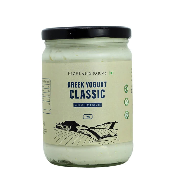 Yogurt | A2 Greek Yogurt Classic (Made With A2 Cow Milk)- Highland Farms - 500gm