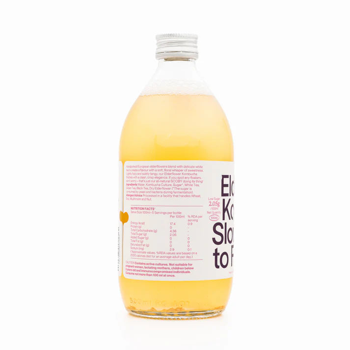 Kombucha | Elderflower Kombucha - Raw & Unpasteurized - No Added Vinegar, Artificial Flavours Or No Added Preservatives - Bombucha - 500ml