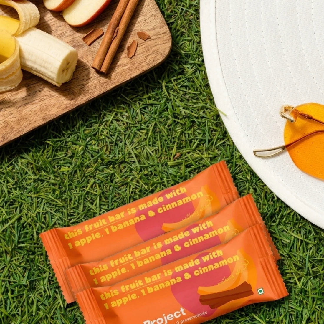 Fruit Bar | Apple Banana Cinnamon Fruit Bar - Vegan, Gluten Free & High Fiber-No Added sugar, No preservatives - Pure Project - 25gm