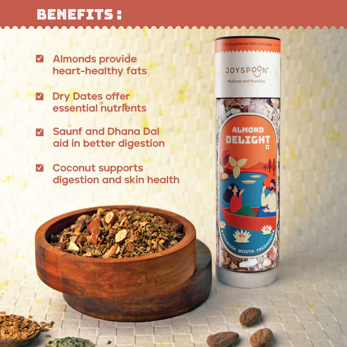 Mouth Freshener | Premium (Almond Delight) - No Supari, No Preservatives & No Artificial Flavour - Joyspoon - 100gm