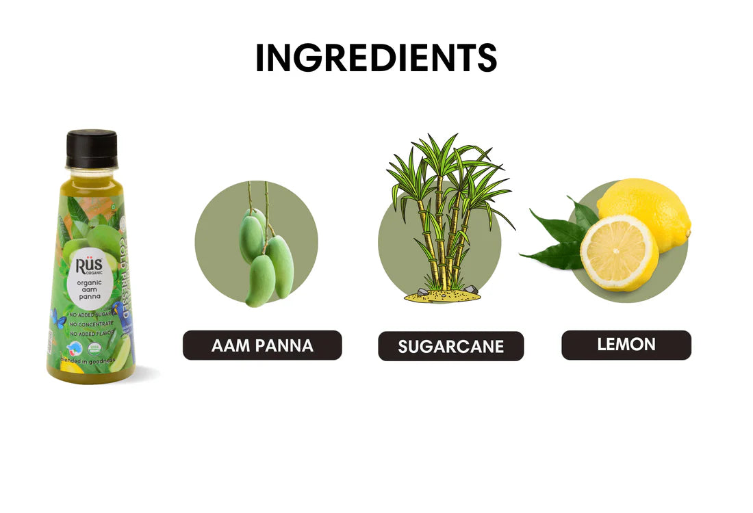 Aam Panna – Cold Pressed – USDA Organic - Vegan, Eco Friendly, No Added Sugar, No Concentrate Or No Flavour – Rus Organic – 200ml
