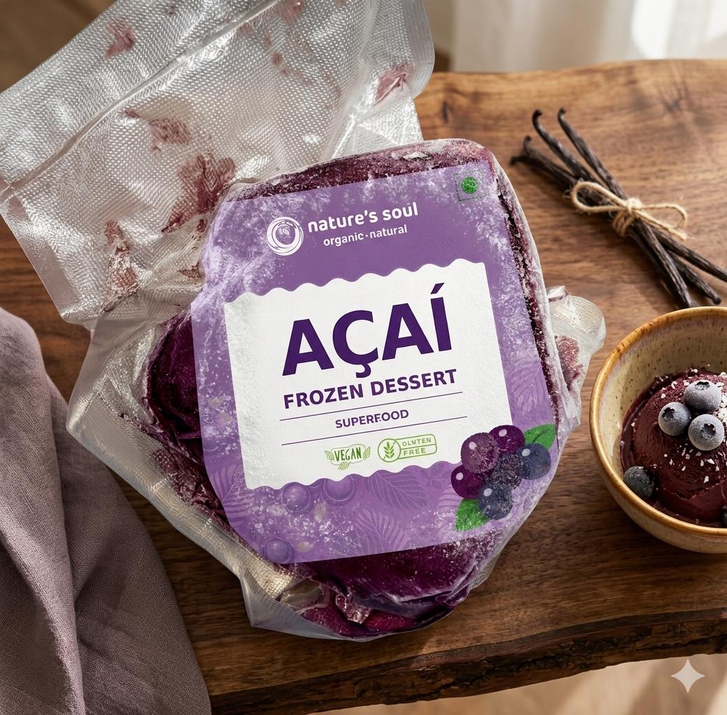 AÇAÍ Frozen Dessert | Fruit Based Dessert- Superfood, Frozen Pulp-No Added Colors or Preservatives ,No Artificial Flavor-Nature&