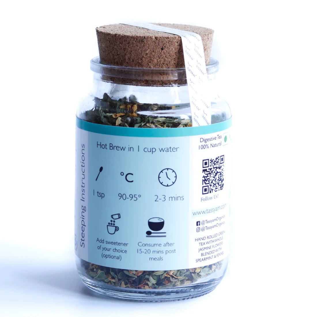 Tea | After Meal (Digestive Green Tea) - Blend With Spearmint & Fennel - Natural - No Artificial Flavors - Tassyam Organics - 35gm