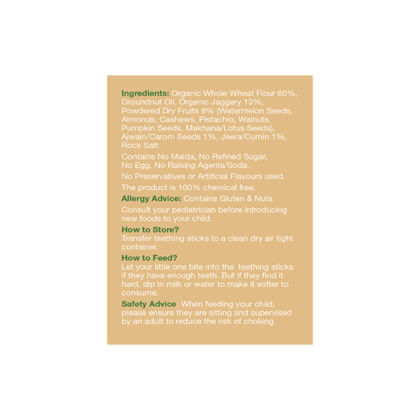 Ajwain Teething Sticks - Vegan, No Added Refined Sugar, No Milk & No Soda - Early Foods - 150gm