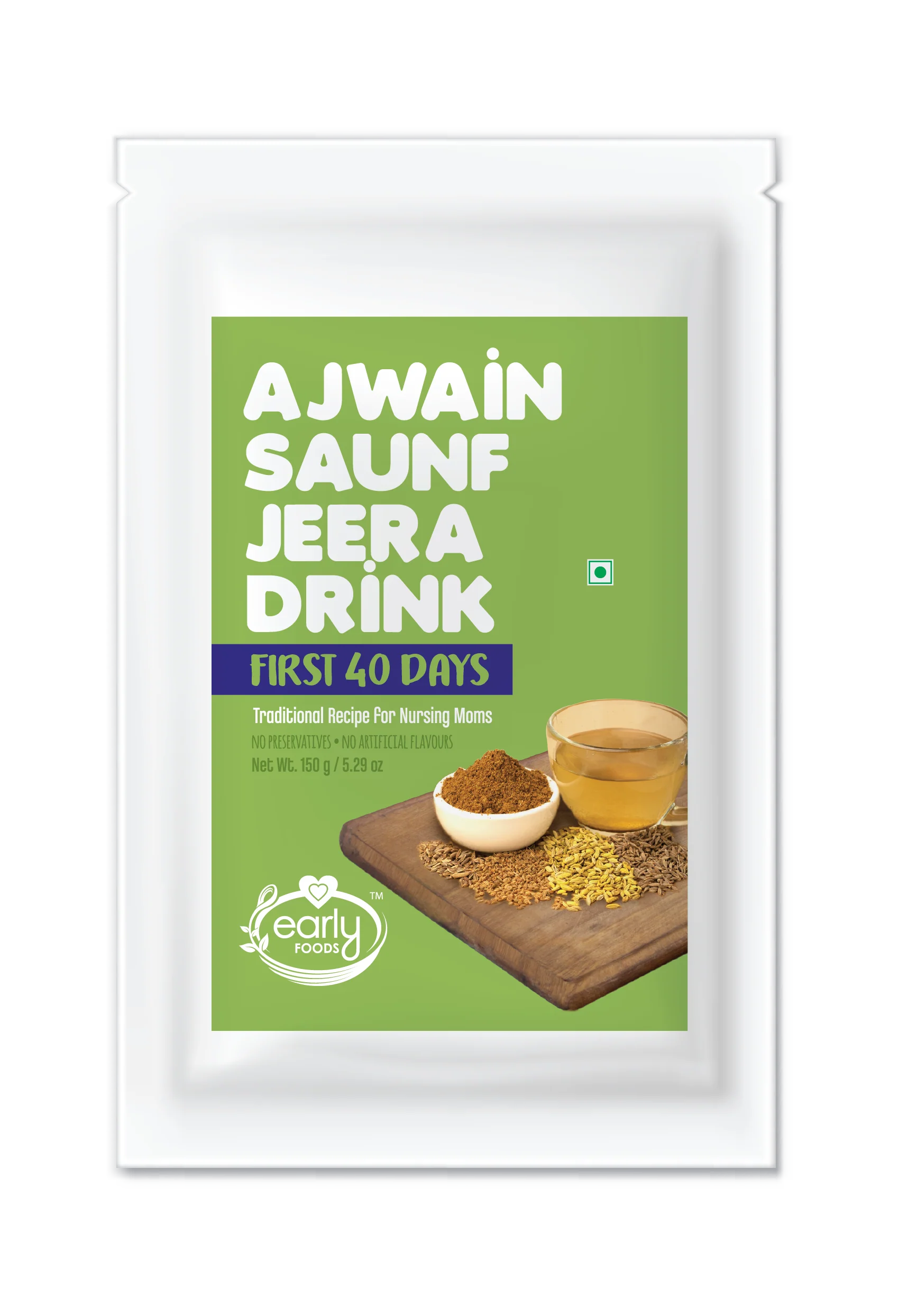 Ajwain Saunf Jeera Drink | (Made From Ancient Indian Super Foods) – Traditional Recipe For Nursing Moms – No Artificial Color & No Preservatives – Early Food – 150gm