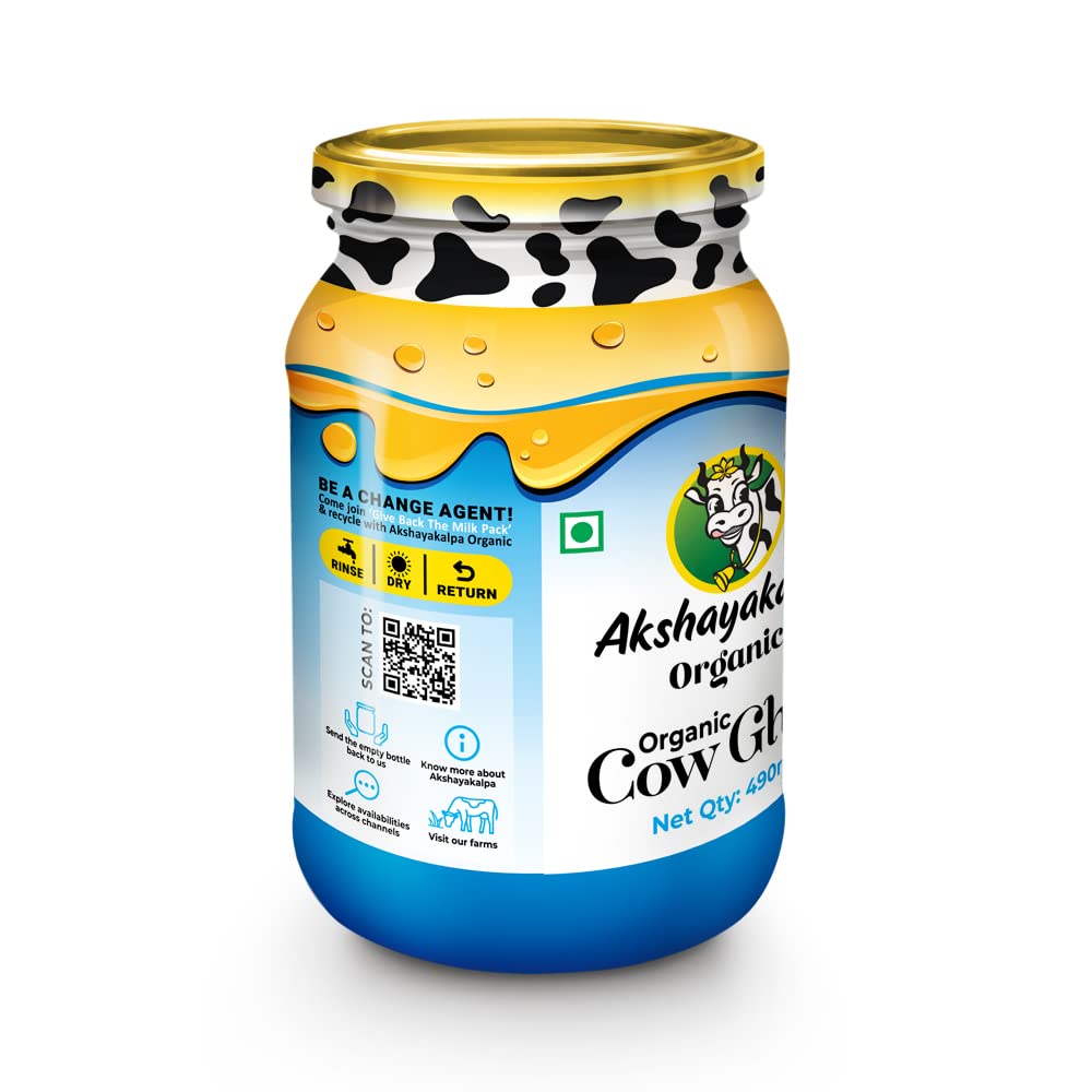 Ghee | Organic Cow Ghee - Certified Organic - No Adulterants - Akshayakalpa - 450ml