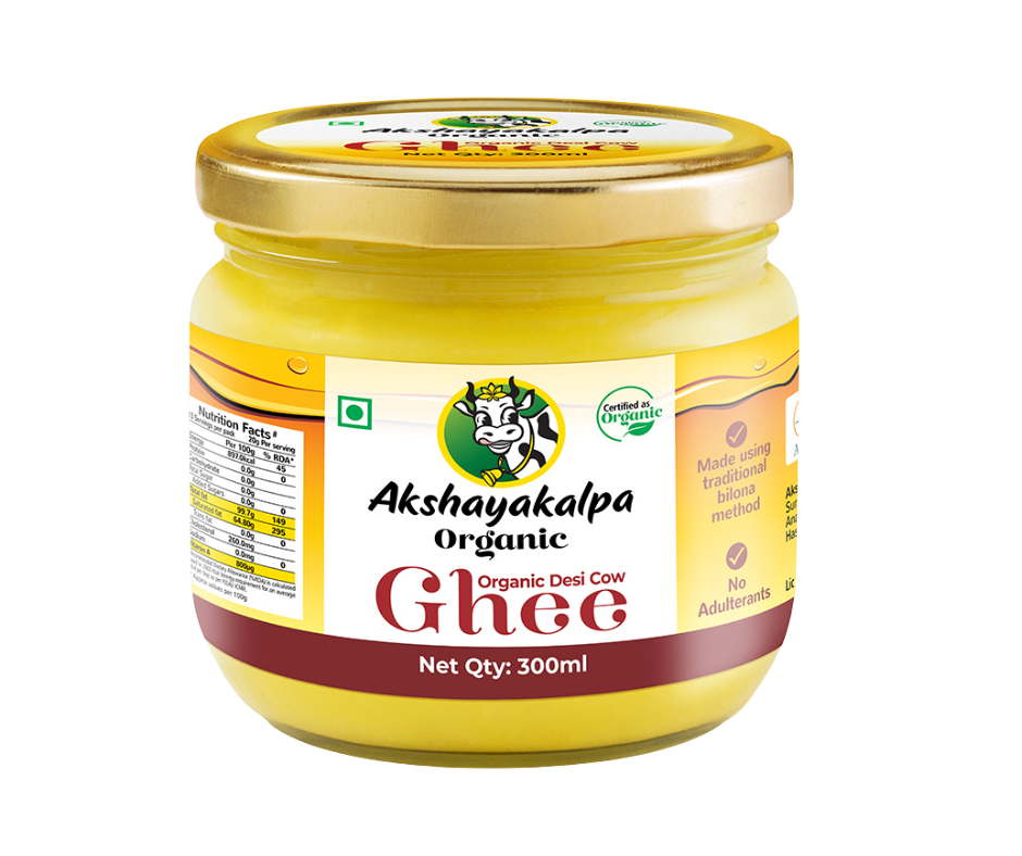 Ghee | Organic Desi Cow Ghee - Bilona - Certified Organic - No Adulterants - Akshayakalpa - 273gm