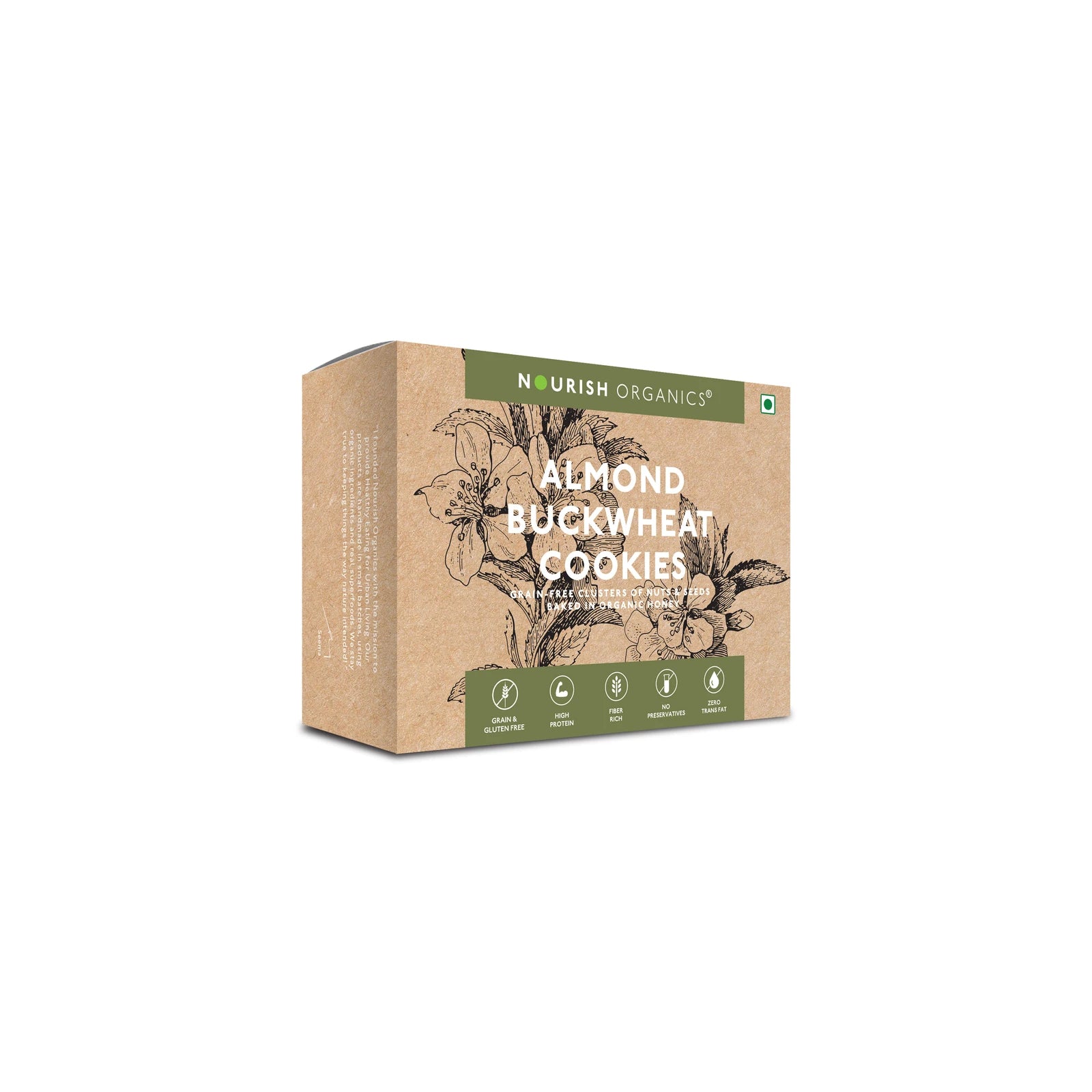 Cookies | Almond Buckwheat Cookies - Gluten Free, High Protein, Rich In Fiber, Fat Free & Lactose Free - Nourish Organic - 120gm