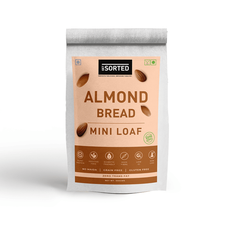 Bread | Almond Bread - Mini Loaf - Vegan, Gluten Free Keto Friendly Bread - No Maida, Zero Trans Fat, Grain Free, Diabetic Friendly & No Additives – Get Sorted - 350gm
