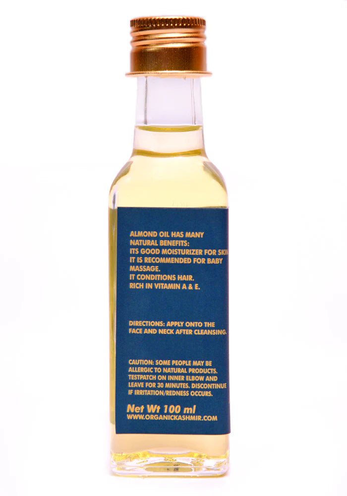 Almond Oil | kashmiri Mamra Almond Wood Pressed Oil - Edible - Non Ultra Filtered - High In Vitamins, Minerals And Essential Fatty Acids - Organic Kashmir - 100ml