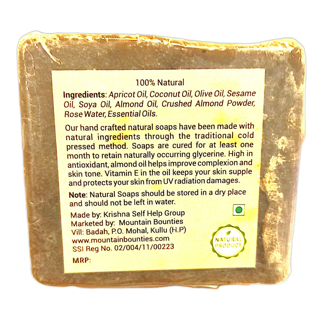 Soap | Almond Scrub Soap - Handcrafted - Mountain Bounties - 100gm