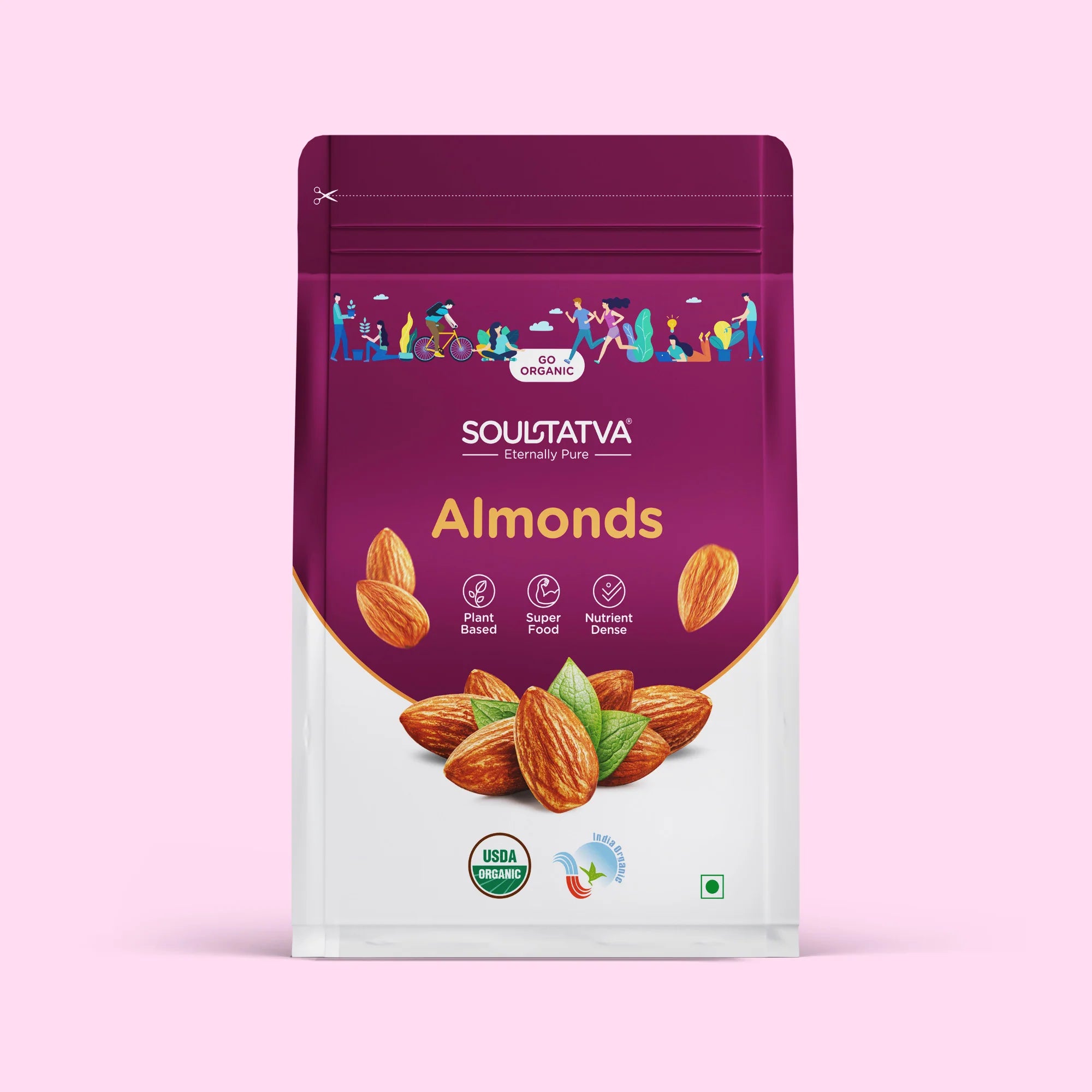 Almonds | Raw Almonds - USDA Organic - Plant Based, Super Food, Nutrient Dense - Soultatva – 250gm