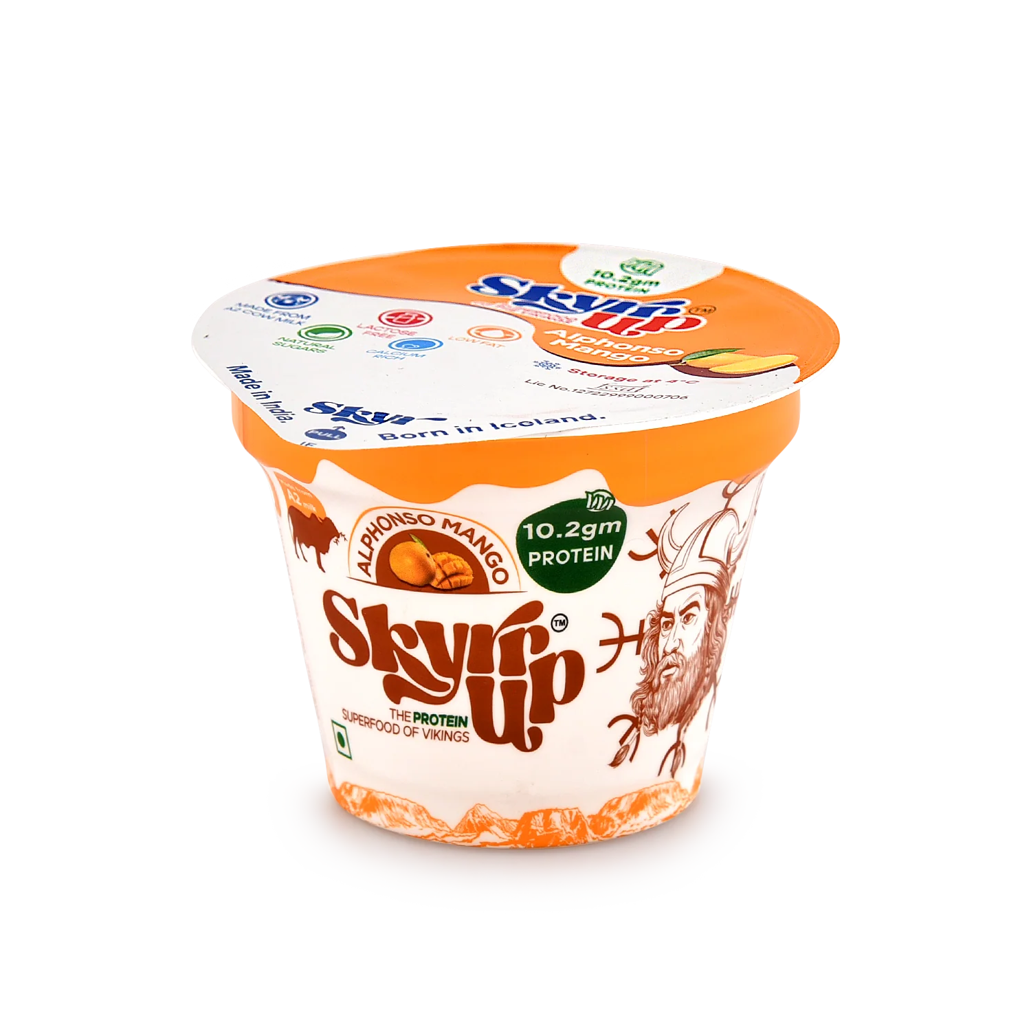 Yogurt | Alphonso Mango (Made From A2 Milk) – Natural Sugar, 10.2gm Protein, Fat Free & Lactose Free – Skyrrup – 100gm