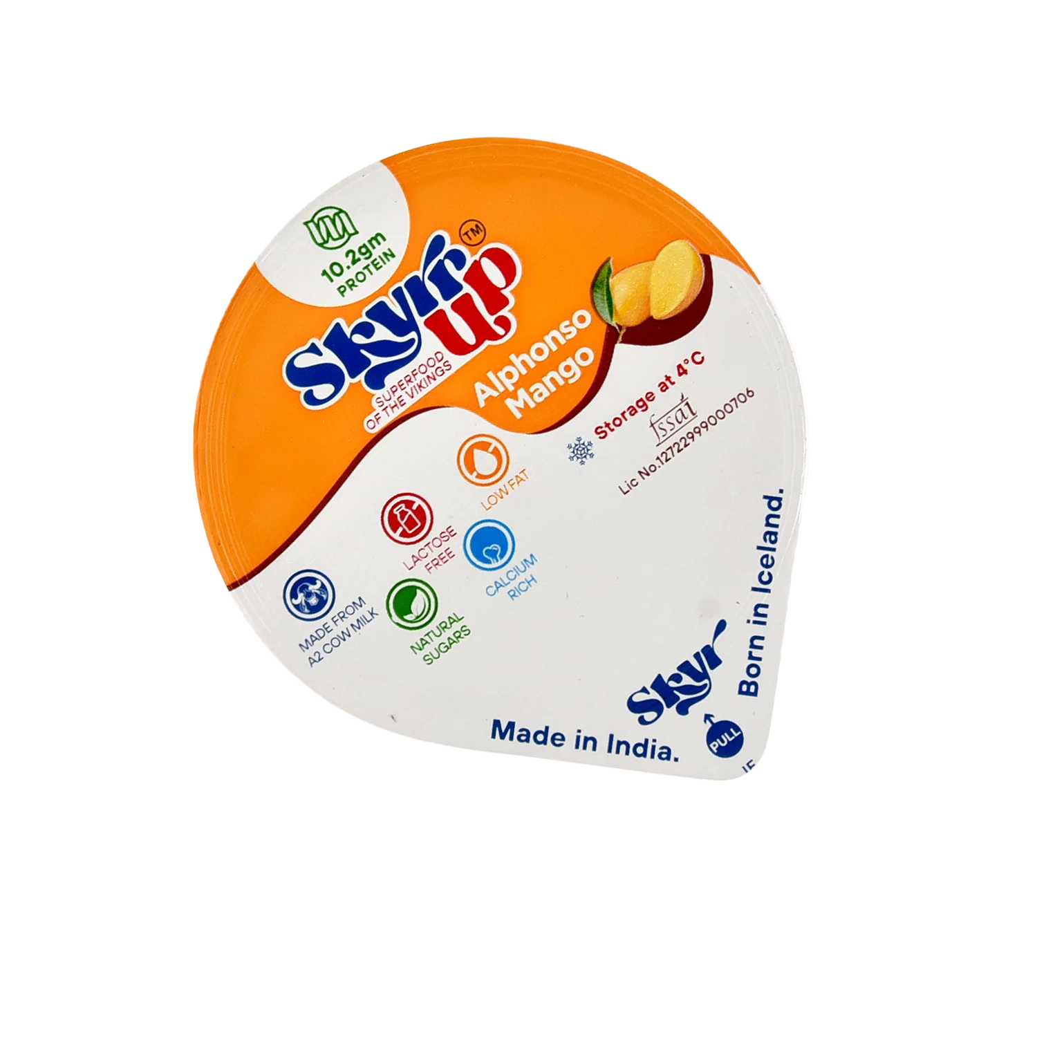 Yogurt | Alphonso Mango (Made From A2 Milk) – Natural Sugar, 10.2gm Protein, Fat Free & Lactose Free – Skyrrup – 100gm
