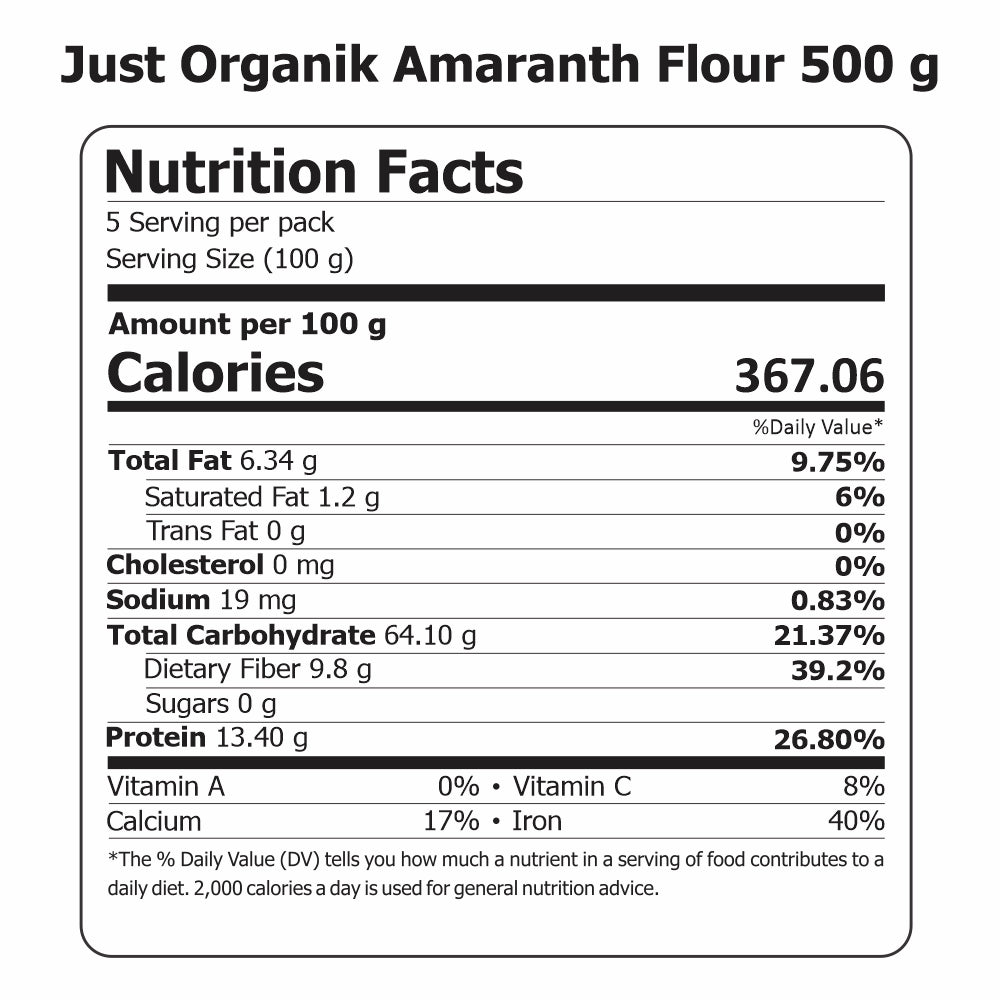 Amaranth Flour | Rich In Calcium - Just Organik - 500gm