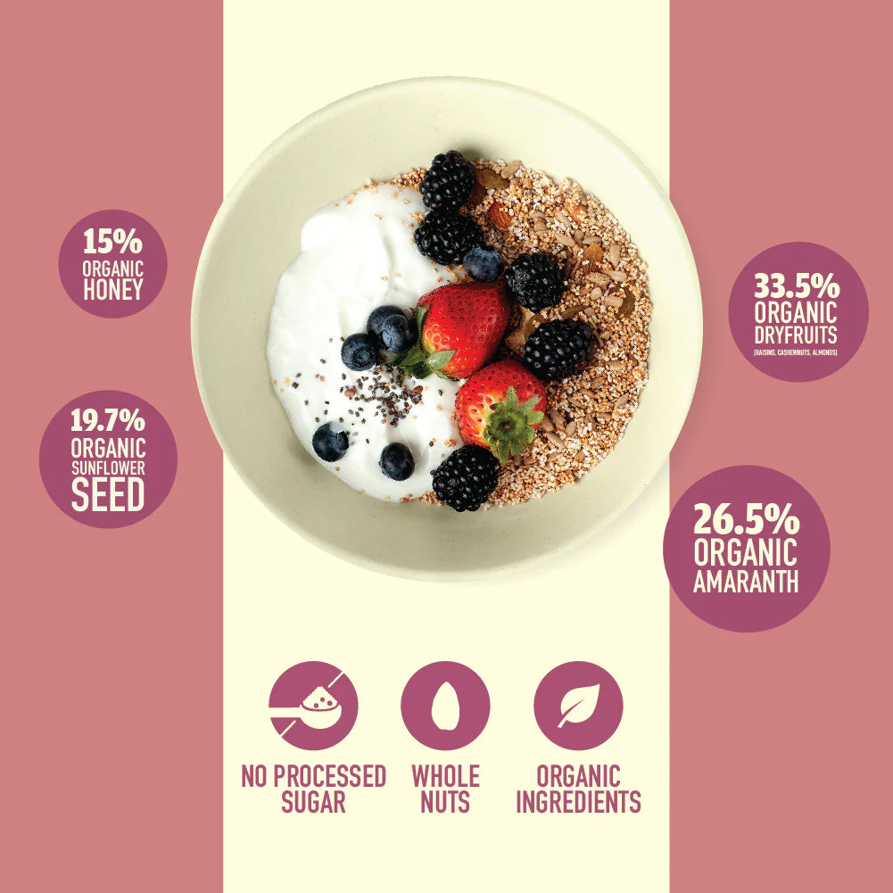Amaranth Muesli - Gluten Free, No Added Sugar, High Protein, Low Calorie & Lactose Free – Nourish Organics - 300gm