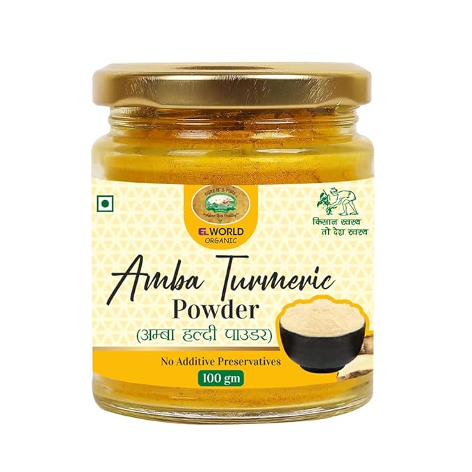 Turmeric Powder | Amba Turmeric Powder - No Additive Preservatives - Elworld Organic - 100gm