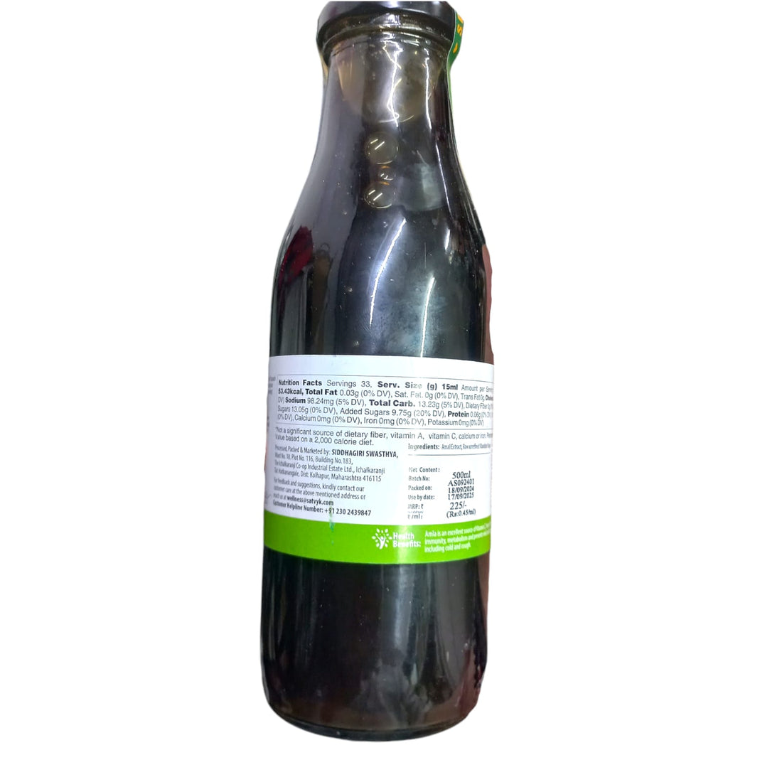 Amla Squash | 100% Natural – No Artificial Preservatives, No Added Color & No Added Synthetic Preservatives – Satvyk – 500ml