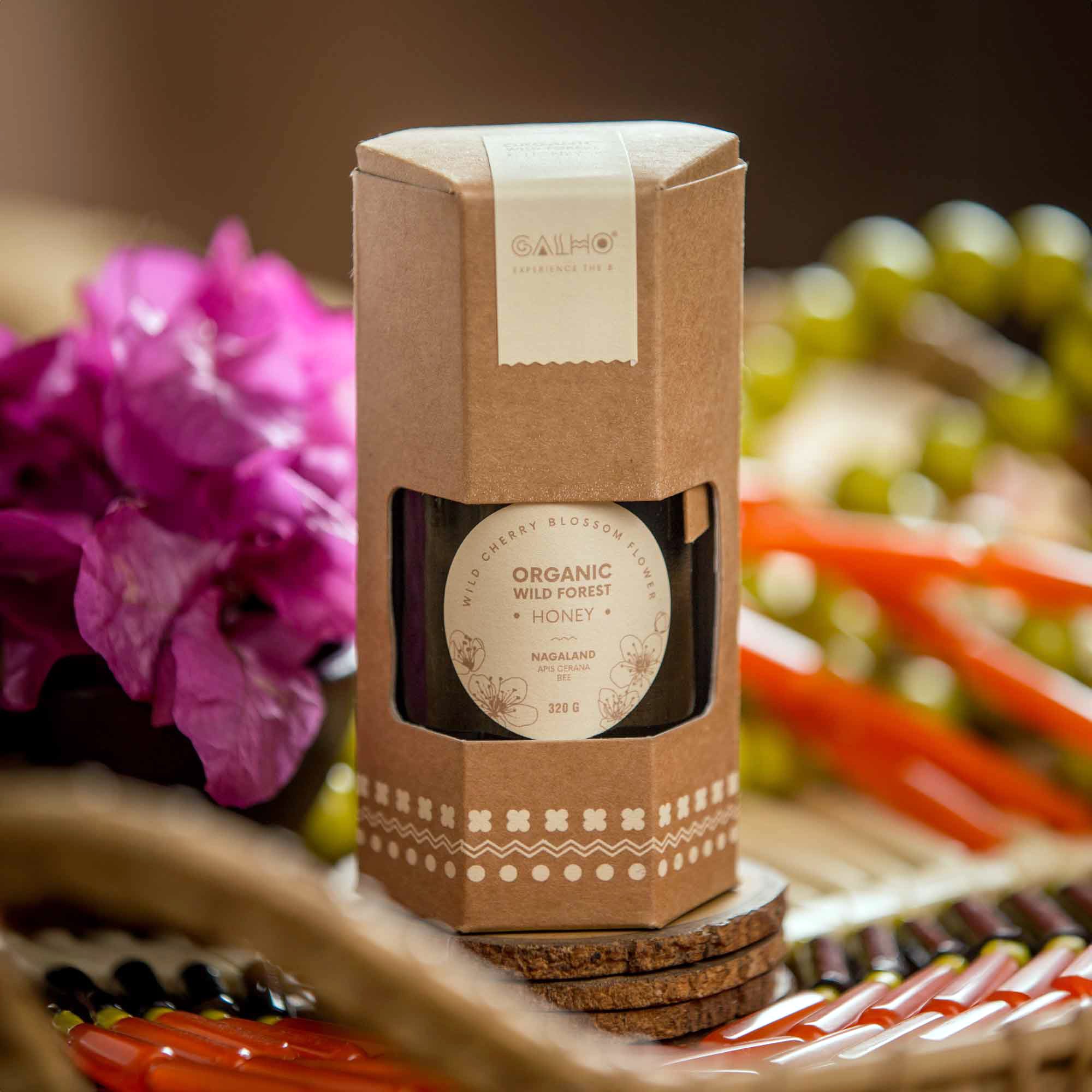 Honey | Organic Wild Forest Honey (Wild Cherry Blossom Flower) - Apis Cerana Bee - Nagaland - 100% Pure & Natural - Galho - 320gm