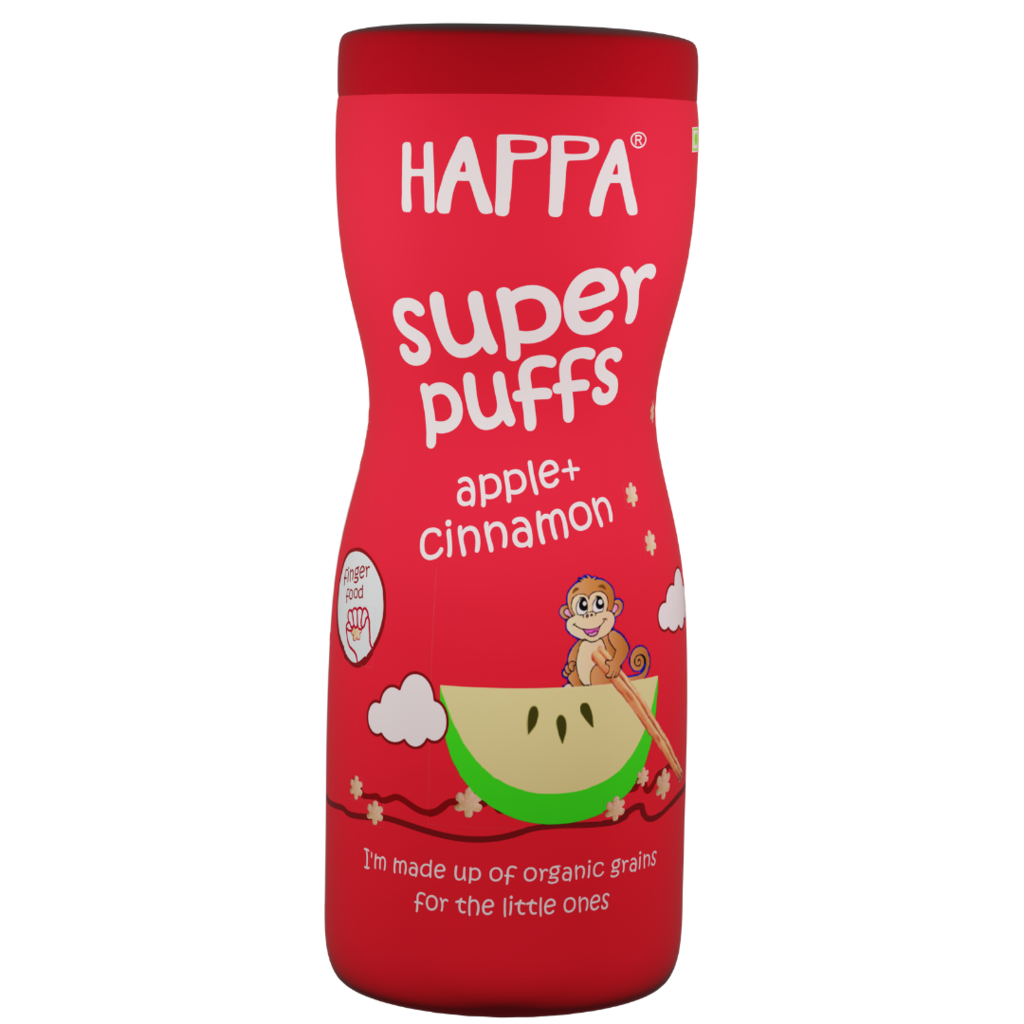 Puff | Apple And Cinnamon Puff – Organic - Gluten Free, No Added Preservatives, No Added Sugar & No Salt - Happa - 40gm