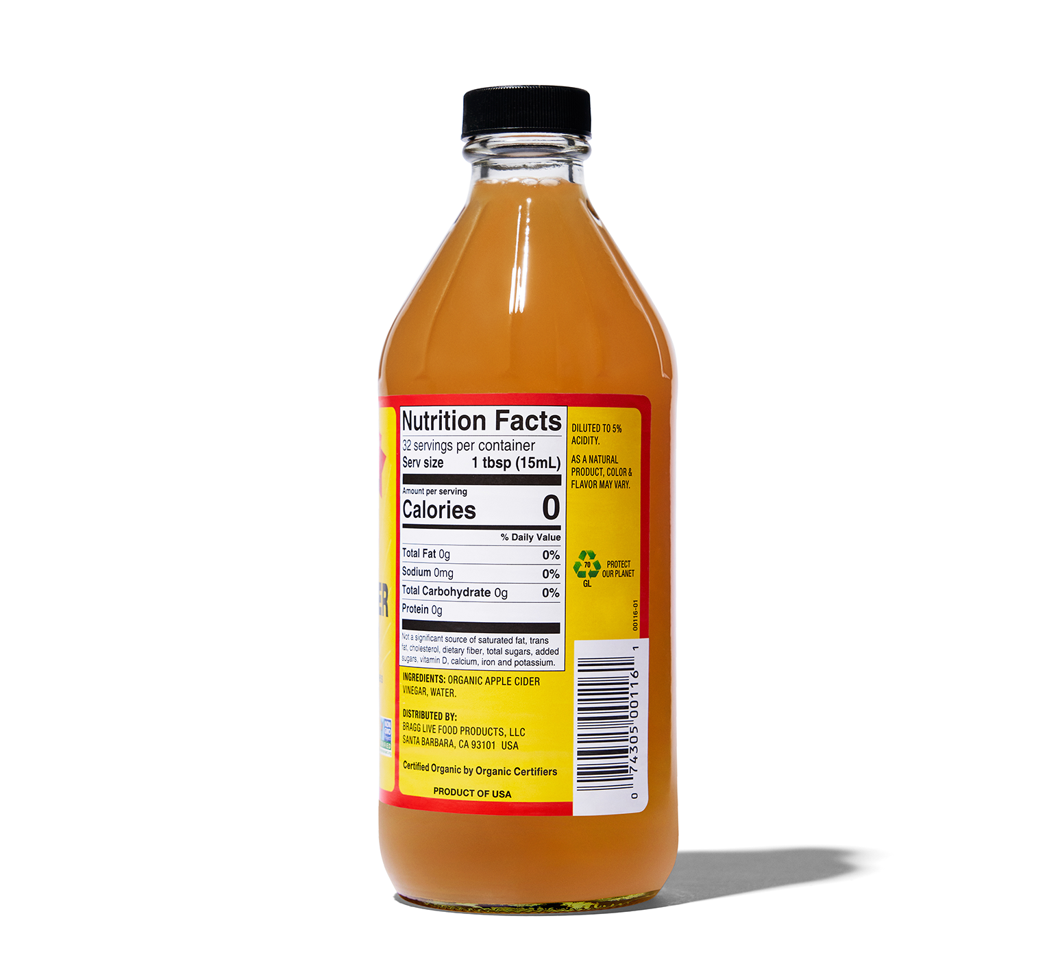 Raw Apple Cider Vinegar With The Mother – Unfiltered & Unpasteurized – Gluten Free – Bragg - 473gm