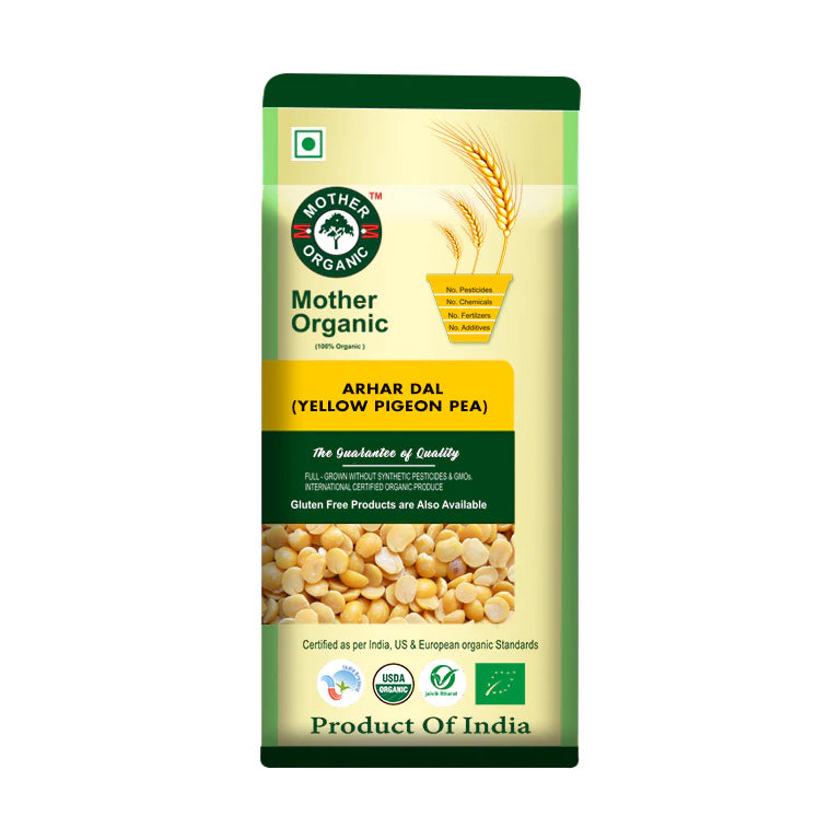 Arhar Dal | USDA Organic - Indian - High In Dietary Fibre & Cholesterol Free – Mother Organic – 500gm