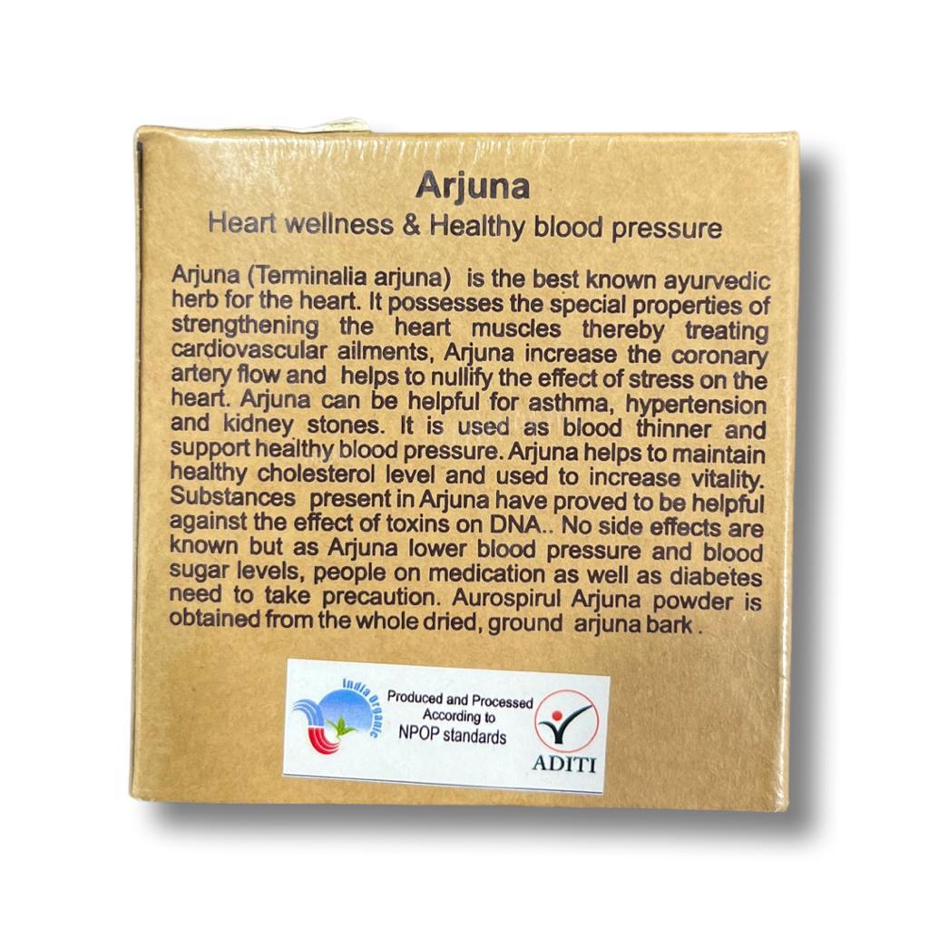 Arjuna Powder | (Heart Wellness & Healthy Blood Pressure) - GMO Free, Helps For Asthma, Hypertension & Kidney Stones - Aurospirul – 100gm