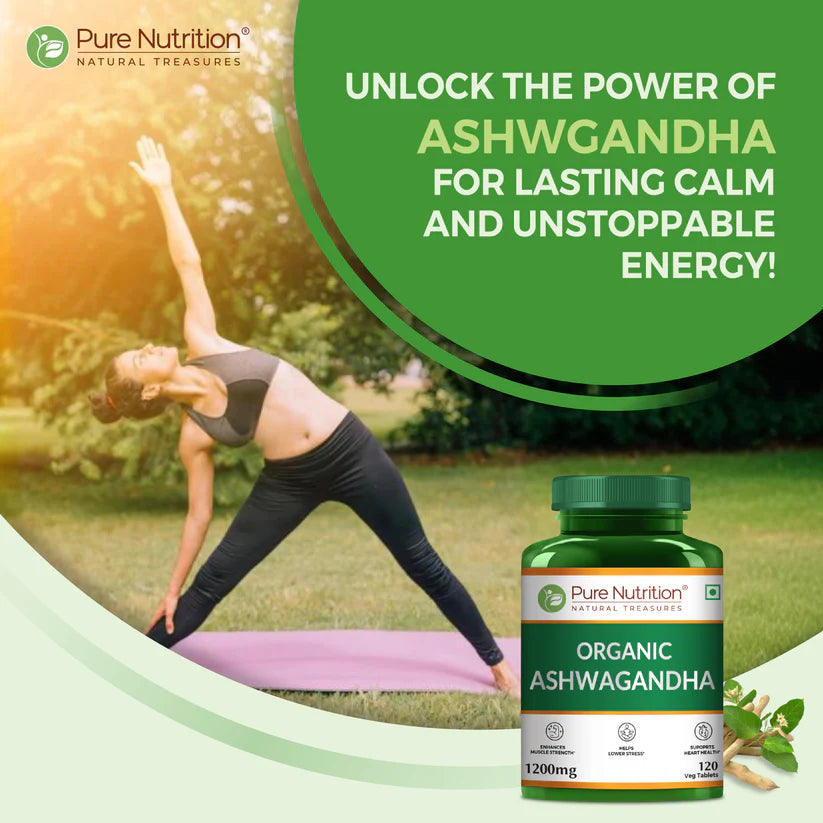 Ashwagandha Tablets | 1200mg – For Strength And Stamina – Organic – Supports Stress Management, Sleep, Fertility, Immunity, Vitality And Strength – Pure Nutrition – 120 Tablets