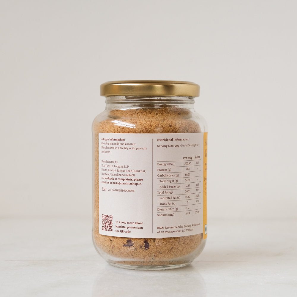 Panjiri | Atta Panjiri Granola (Whole Wheat Cereal Mix With Jaggery Fox Nuts And Cardamom) – Made In Desi Ghee – Natural - Gluten Free – Amrit Bhawan – 240gm